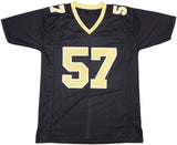 SAINTS RICKEY JACKSON AUTOGRAPHED BLACK JERSEY "HOF 2010" BECKETT QR 230189