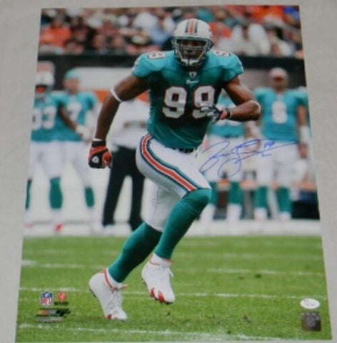 JASON TAYLOR AUTOGRAPHED SIGNED MIAMI DOLPHINS 16x20 PHOTO JSA