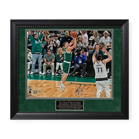 Payton Pritchard Celtics Autographed NBA Finals 16x20 Photo Framed to 23x27