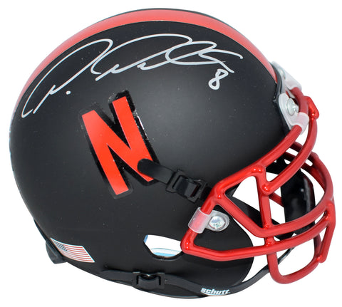 AMEER ABDULLAH SIGNED NEBRASKA CORNHUSKERS MATTE BLACK MINI HELMET COA