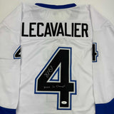 Autographed/Signed Vincent Lecavalier 2004 SC Champs Tampa Bay White Hockey Jers