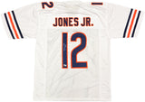 CHICAGO BEARS VELUS JONES JR. AUTOGRAPHED WHITE JERSEY BECKETT WITNESS 234652