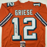 Autographed/Signed BOB GRIESE Miami Orange Football Jersey JSA COA Auto