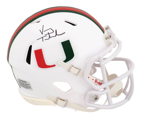 Vinny Testaverde Signed Miami White Riddell Speed Mini Helmet - (SCHWARTZ COA)