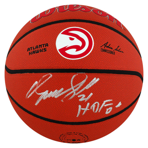 Dominique Wilkins Signed Wilson Hawks Team Logo NBA Basketball w/HOF'06 (SS COA)