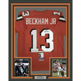 FRAMED Autographed/Signed ODELL BECKHAM JR 33x42 Cleveland Orange Jersey JSA COA