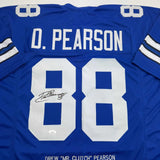 Autographed/Signed Drew Pearson Dallas Blue Stat Football Jersey JSA COA