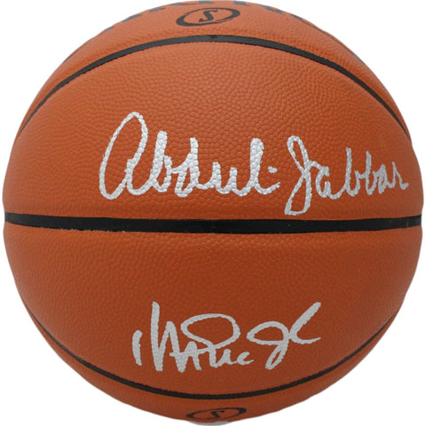 Kareem Abdul-Jabbar Magic Johnson Autographed LA Lakers Basketball Beckett 47390