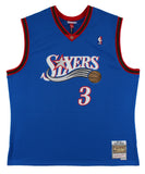 76ers Allen Iverson Signed Blue M&N 1999-00 HWC Swingman Jersey BAS Witnessed