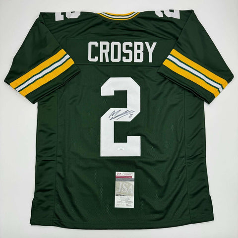 Autographed/Signed Mason Crosby Green Bay Green Football Jersey JSA COA