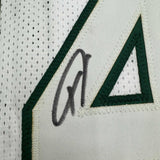 Framed Autographed/Signed Giannis Antetokounmpo 35x39 White Jersey JSA COA #2