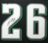 MILES SANDERS (Eagles black TOWER) Signed Autographed Framed Jersey JSA