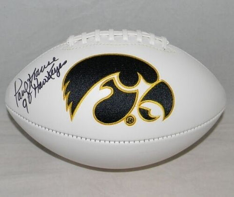 PAUL KRAUSE AUTOGRAPHED SIGNED IOWA HAWKEYES WHITE LOGO FOOTBALL JSA