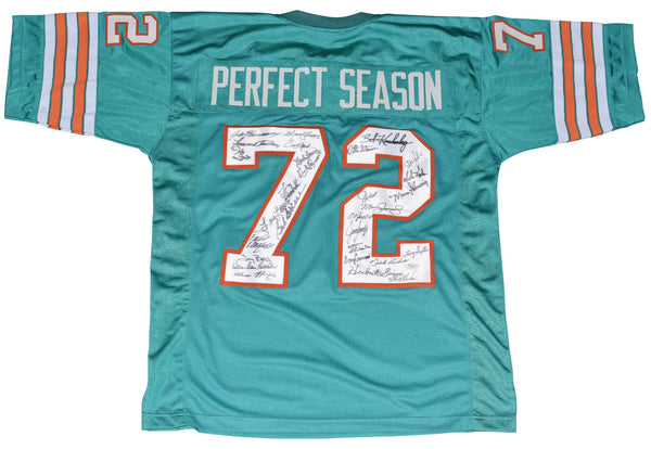 1972 MIAMI DOLPHINS TEAM SIGNED JERSEY DON SHULA LARRY CSONKA JAKE SCOTT GRIESE