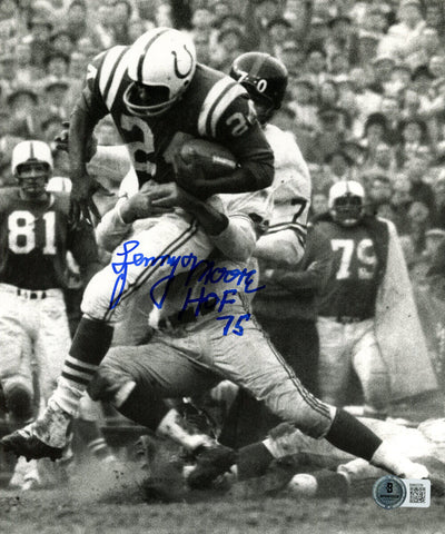 Lenny Moore Autographed Baltimore Colts 8x10 Photo HOF Beckett 47723