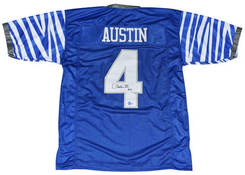 CALVIN AUSTIN III SIGNED AUTOGRAPHED MEMPHIS TIGERS #4 BLUE JERSEY BECKETT