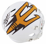 Arizona State Cameron Skattebo Signed White F/S Speed Rep Helmet W/ Case BAS Wit