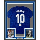 Framed Autographed/Signed Luka Modric 33x42 Real Madrid Blue Jersey BAS COA