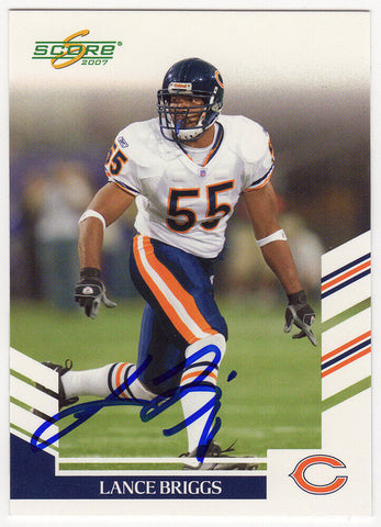 Lance Briggs Signed Bears 2007 Score Football Trading Card #40 - (SCHWARTZ COA)
