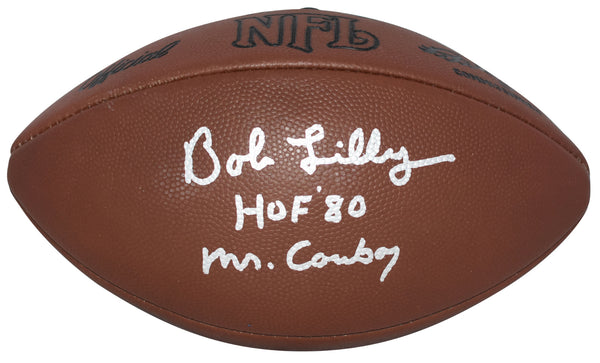 BOB LILLY AUTOGRAPHED DALLAS COWBOYS THROWBACK WILSON NFL DUKE FOOTBALL JSA