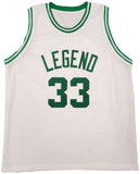 BOSTON CELTICS LARRY BIRD AUTOGRAPHED WHITE JERSEY BECKETT BAS STOCK #203448