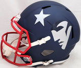 MAC JONES AUTOGRAPHED PATRIOTS AMP BLUE FULL SIZE HELMET BECKETT WITNESS 206519