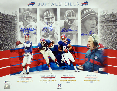 BILLS TEAM GREATS AUTOGRAPHED 16X20 PHOTO 4 SIGS KELLY THOMAS BECKETT 191970