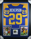 ERIC DICKERSON (Rams throwback TOWER) Signed Autographed Framed Jersey Beckett