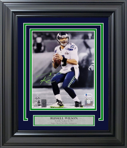 Russell Wilson Autographed Framed 8x10 Photo Seattle Seahawks Beckett #Y92350