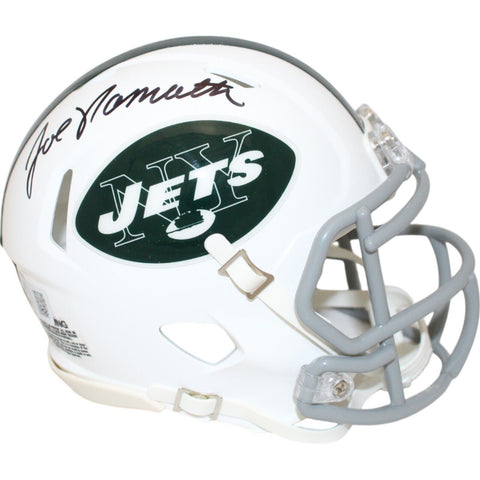 Joe Namath Autographed/Signed New York Jets TB 65-77 Mini Helmet Beckett 48620