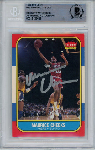 Maurice Cheeks Autographed 1986 Fleer #16 Trading Card Beckett 43958