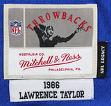 Giants Lawrence Taylor Signed 1986 Blue Mitchell & Ness Jersey BAS Witnessed