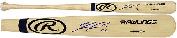 Ronald Acuna Jr Signed Rawlings Pro Blonde With Blue Ring Baseball Bat -(SS COA)