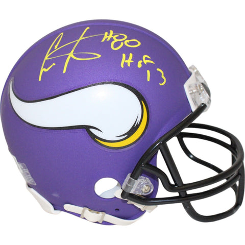 Cris Carter Autographed Minnesota Vikings VSR4 Mini Helmet HOF 80 Beckett 47518