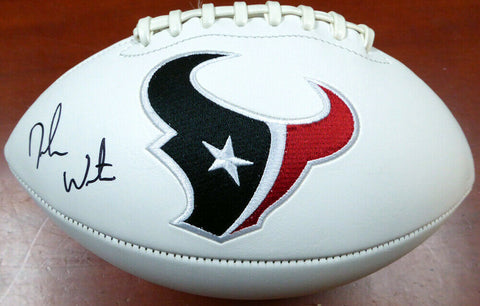 DESHAUN WATSON AUTOGRAPHED HOUSTON TEXANS WHITE LOGO FOOTBALL BECKETT BAS 122067