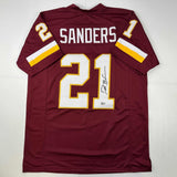 Autographed/Signed Deion Sanders Washington Burgundy Football Jersey Beckett BAS