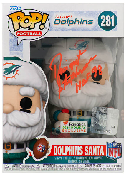Dwight Stephenson Signed Dolphins SANTA Funko Pop #281 w/HOF'98 (SCHWARTZ COA)