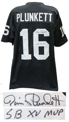 Jim Plunkett Signed Black Custom Jersey w/SB XV MVP