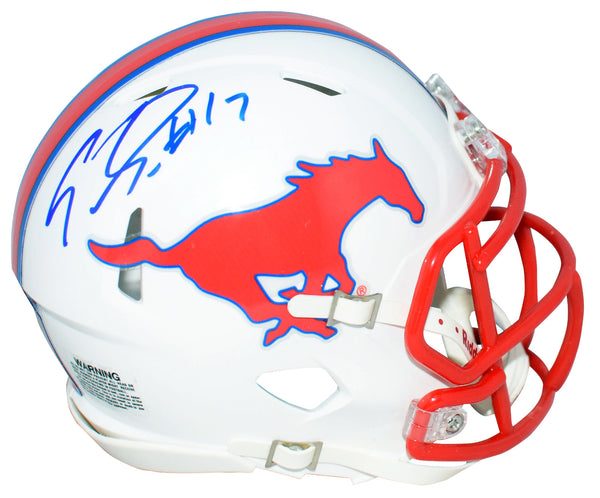 EMMANUEL SANDERS AUTOGRAPHED SMU MUSTANGS SPEED MINI HELMET BECKETT