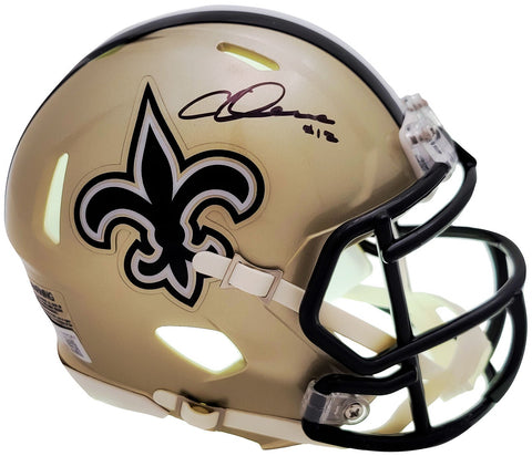 CHRIS OLAVE AUTOGRAPHED SIGNED SAINTS GOLD SPEED MINI HELMET BECKETT QR 206047