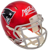 MAC JONES AUTOGRAPHED PATRIOTS FLASH RED SPEED MINI HELMET BECKETT QR 202970