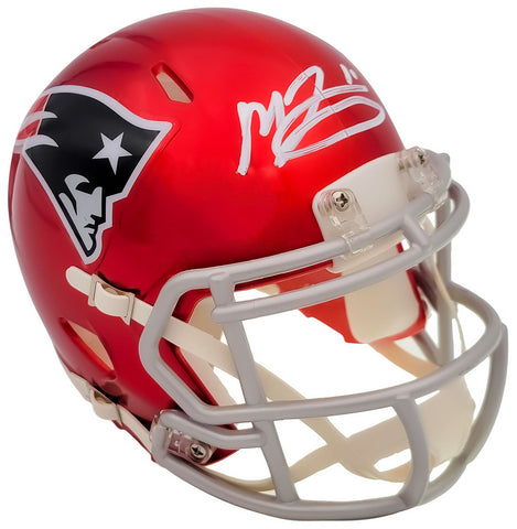 MAC JONES AUTOGRAPHED PATRIOTS FLASH RED SPEED MINI HELMET BECKETT QR 202970