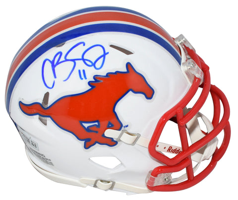 COLE BEASLEY AUTOGRAPHED SMU MUSTANGS SPEED MINI HELMET FANATICS