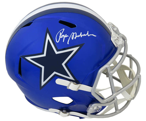 Roger Staubach Signed Cowboys FLASH Riddell Full Size Speed Rep Helmet (SS COA)