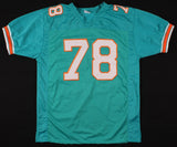 Richmond Webb Signed Miami Dolphins Teal Jersey (JSA COA) 7xPro Bowl O-Lineman