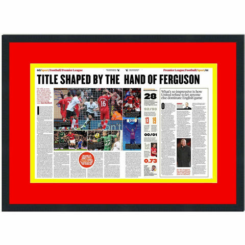 Framed Manchester United 2012-2013 Premier League Champs Newspaper 17x27 Photo