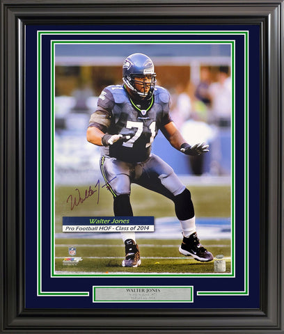 WALTER JONES AUTOGRAPHED FRAMED 16X20 PHOTO SEATTLE SEAHAWKS MCS HOLO 200380