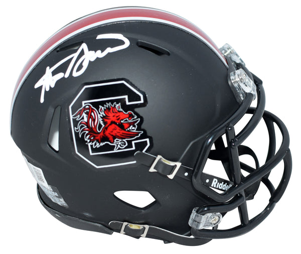 STEVE SPURRIER SIGNED SOUTH CAROLINA GAMECOCKS BLACK SPEED MINI HELMET BECKETT