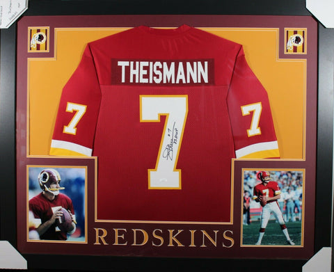 JOE THEISMANN (Redskins burgundy SKYLINE) Signed Autographed Framed Jersey JSA