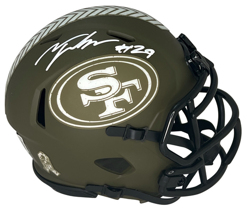 TALANOA HUFANGA SIGNED SAN FRANCISCO 49ERS SALUTE TO SERVICE MINI HELMET BECKETT